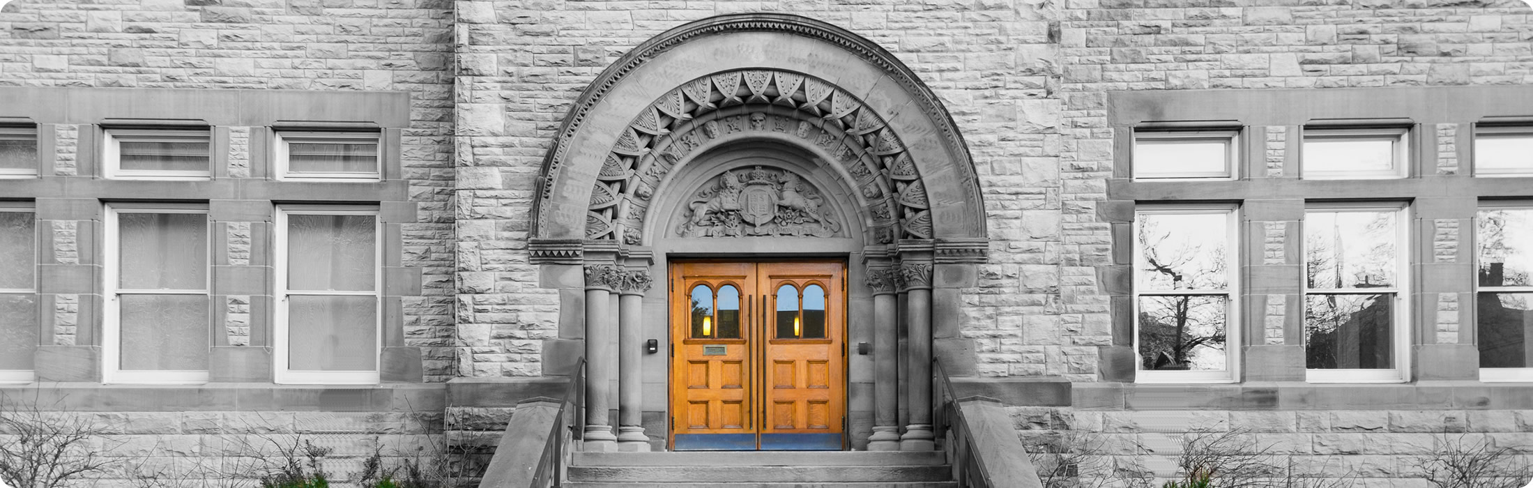 white building with yellow door