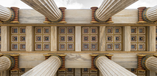 low angle view of ionic order columns